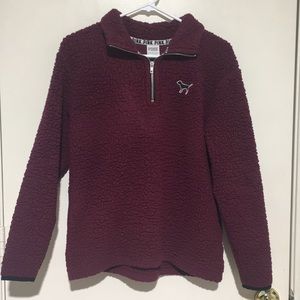 VS Pink Sherpa Quarter-Zip (Maroon)